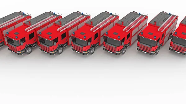 Fila Camion Dei Pompieri Con Spazio Copia Rendering — Foto Stock