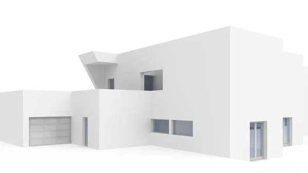 Moderno Edificio Blanco Minimalista Exterior Renderizado — Foto de Stock