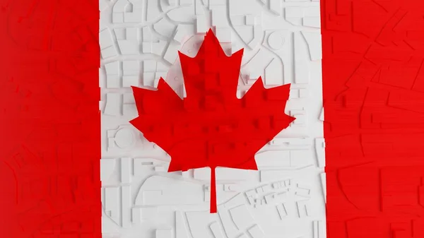 Abstracto Ciudad Baja Poli Pintado Bandera Canadá Renderizado — Foto de Stock