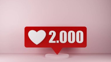Kopya alanı ile 2000 beğeni alan bir ikon. 3d oluşturma