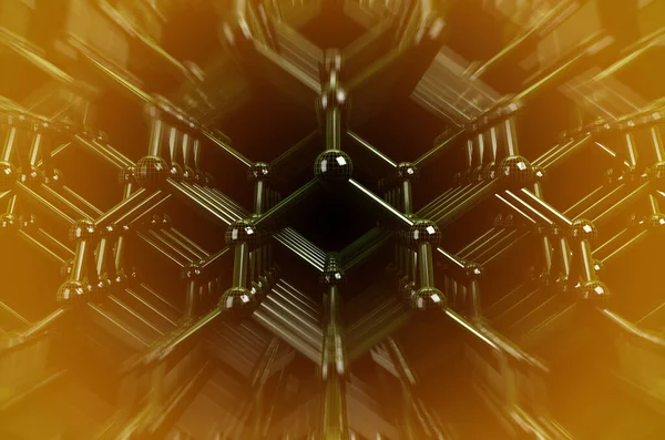 Чорна Структура Молекули Кадру Зеленого Кольору Розмиттям Руху Візуалізація — стокове фото