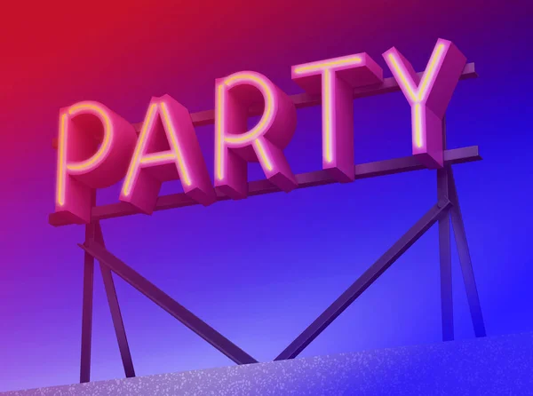 Instalaciones Techo Con Letras Fiesta Brillante Vista Nocturna Renderizado — Foto de Stock