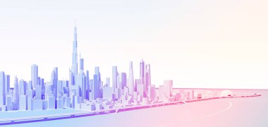 Kentin soyut sınır bölgesi mavi tonlarda. 3d oluşturma