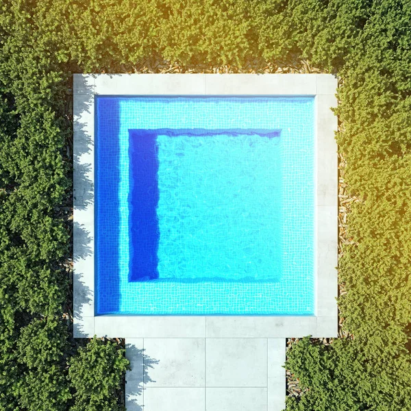 Kleiner Quadratischer Pool Ansicht Von Oben Darstellung — Stockfoto