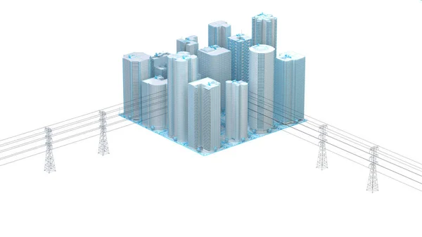 Концепція Підключення Електроенергії Міста Візуалізація — стокове фото