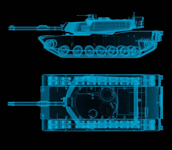 Militaire Tank Boven Zijaanzicht Röntgenfoto Destructie — Stockfoto