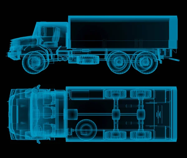Військова Вантажівка Рентгенівський Вигляд Зверху Збоку Візуалізація — стокове фото