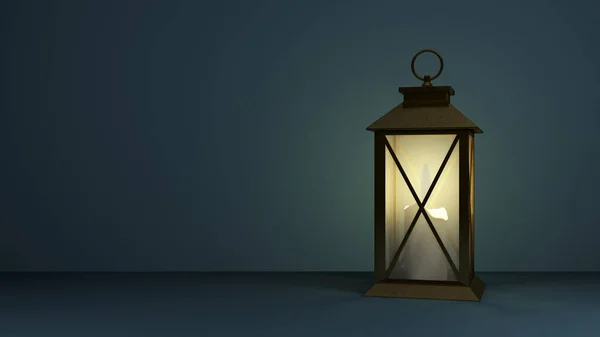 Old Lamp Candle Copy Space Rendering — Stock Photo, Image