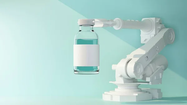 robot hand holding a medical vaccine. 3d rendering