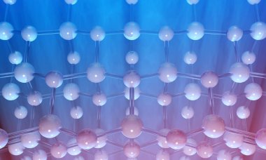 Işın ışığında arkaplan moleküler yapısı. 3d oluşturma