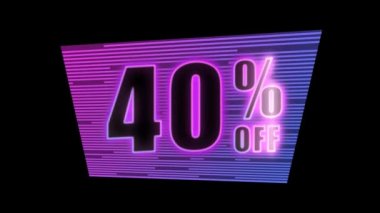 Neon kart% 40 indirim döngüsü. 3d oluşturma
