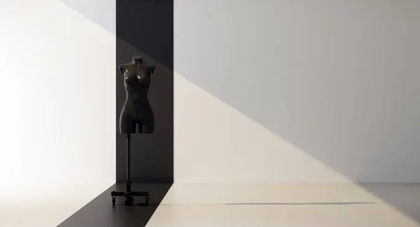 黒のダミーとストライプのアート 3Dレンダリング — ストック写真
