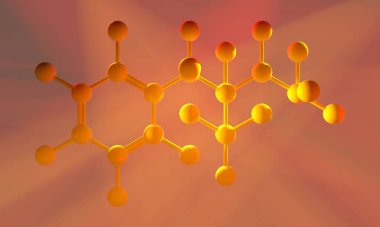 methamphetamine molecule in warm rays of light. 3d rendering clipart