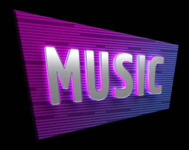sign with the words music isolated on black. 3d rendering
