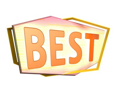 Üzerinde en iyi izole edilmiş beyaz yazan rozet. 3d oluşturma