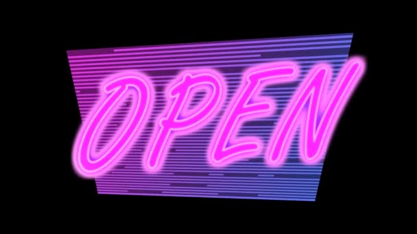 Neon Sticker Glowing Pink Text Open Loop Rotation Rendering — Stock Video