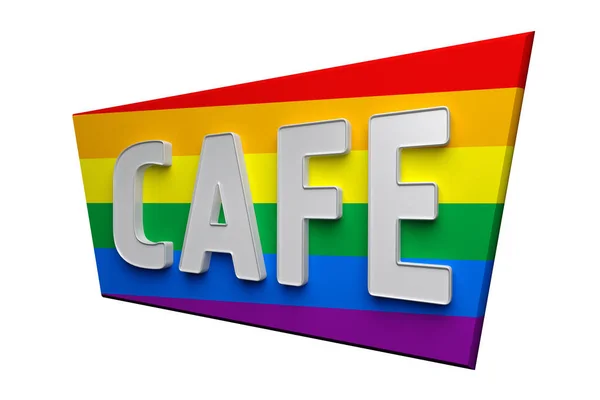 Lgbt Bayrağında Kafe Yazan Rozet Oluşturma — Stok fotoğraf