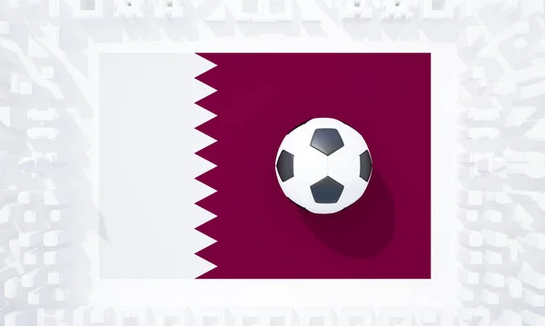 Pelota Fútbol Bandera Qatar Vista Superior Renderizado — Foto de Stock