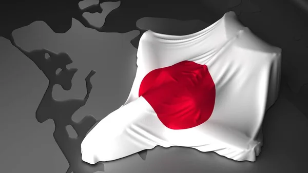 Samolot Jest Pokryty Flagą Japonii Renderowanie — Zdjęcie stockowe