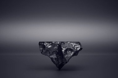 Siyah taş kürsünün dengesi yerde. 3d oluşturma