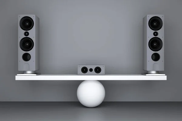 music speakers balance on a swing. 3d rendering