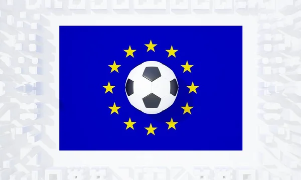 soccer ball on the European Union flag top view. 3d rendering