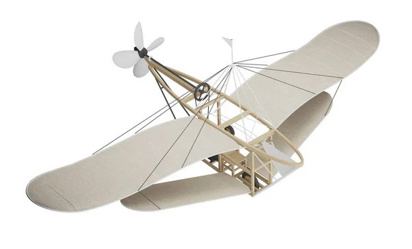 Starożytny Model Samolotu Odizolowany Białym Renderowanie — Zdjęcie stockowe