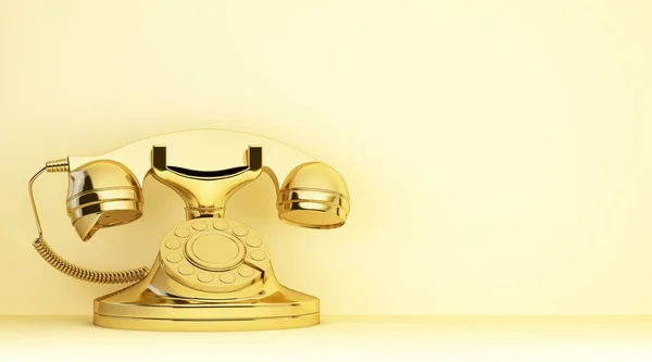 Telefono Retrò Oro Luce Raggi Rendering — Foto Stock