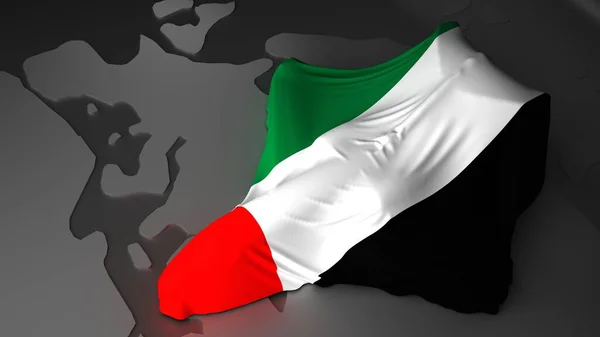 Avión Está Cubierto Con Bandera Los Emiratos Árabes Unidos Renderizado — Foto de Stock