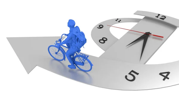 Homens Azuis Ciclista Monta Relógio Cara Renderização — Fotografia de Stock
