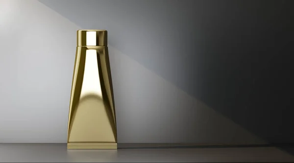 Maqueta Botella Oro Para Cosméticos Renderizado —  Fotos de Stock