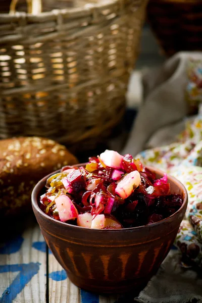 Vinegret ,traditional Russian and the Ukrainian vegetable salad with beet. — Stock Photo, Image