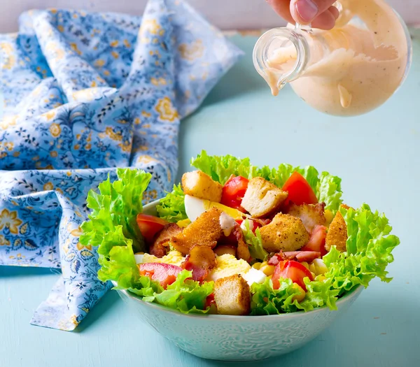 Cobb Salad with sauce. — Stock Photo, Image