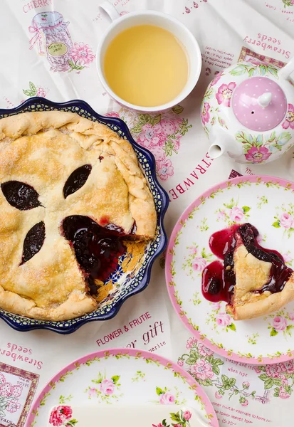 Maulbeerkuchen. Ansicht von oben — Stockfoto