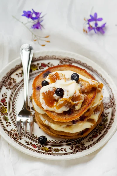 Buckweat and blueberry  pancakes — Stock Photo, Image