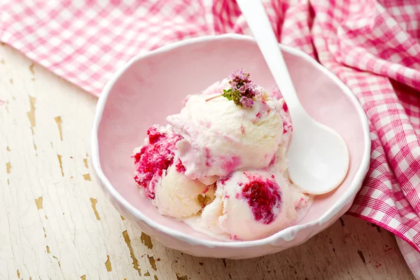 Homemade raspberry   ice cream — Stock Photo, Image