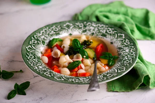 Fminestrone Soep Style Vintage Selectieve Focus — Stockfoto