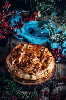 Farklı türde etli börek. Kırsal stil. Seçici odaklanma