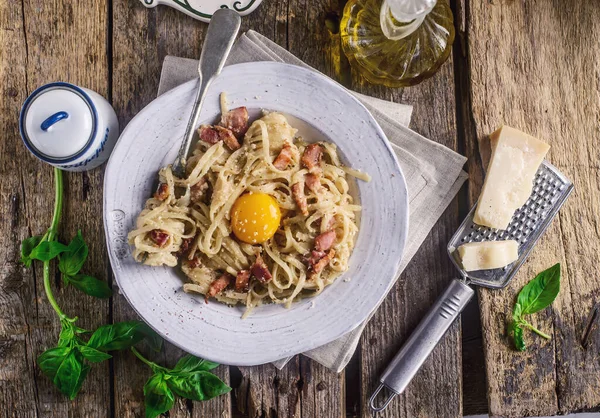 Pasta Rabbit Liver Tomato Sauce Style Rustic Selective Focus — Stock Photo, Image