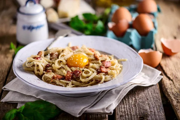 Pasta Rabbit Liver Tomato Sauce Style Rustic Selective Focus — Stock Photo, Image