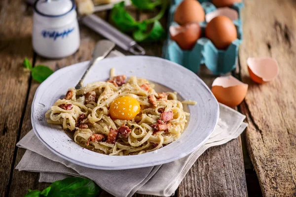 Pasta Rabbit Liver Tomato Sauce Style Rustic Selective Focus — Stock Photo, Image