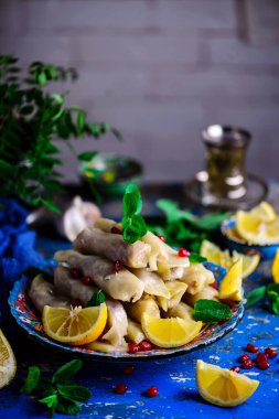 Lübnan lahana rulosu malfüf. Tarz rustik. seçici odak