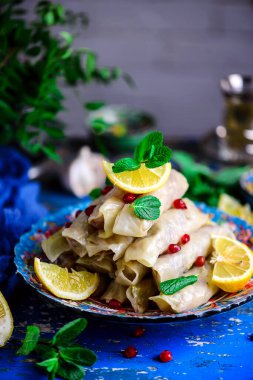 Lübnan lahana rulosu malfüf. Tarz rustik. seçici odak