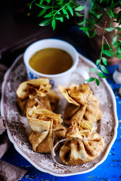 Sert Etli Blinis Köy Usulü Seçici Odak — Stok fotoğraf