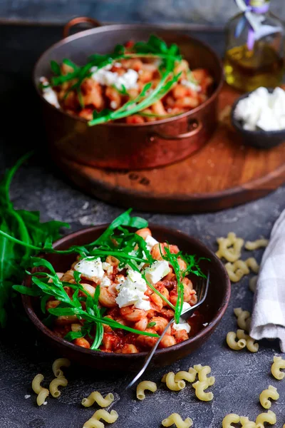 Pasta Met Chikpea Stijl Vintage Selectieve Focus — Stockfoto