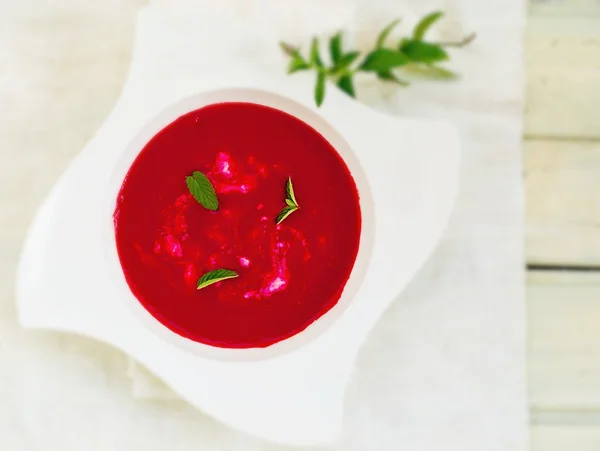 Beetroot  and tomato creamy  diet soup — Stock Photo, Image