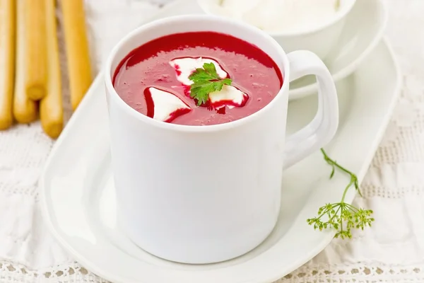 Zuppa di barbabietola e pomodoro dieta cremosa — Foto Stock