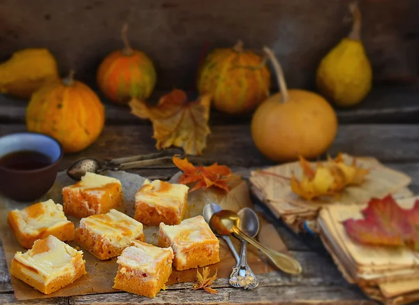 Pumpkin pie about cream cheese — Stock Photo, Image