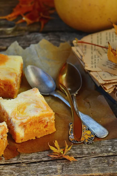 Torta di zucca su formaggio fresco — Foto Stock