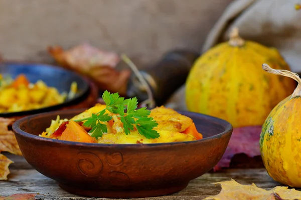 Riso - un curry con pesce e zucca — Foto Stock